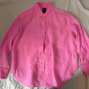 GAP Vibrant Pink Long Sleeve linen Shirt
